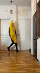 Woman in banana costume documented during 40-minute period in Bar