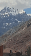 Mountain landscape filmed with truck in Tajikistan village