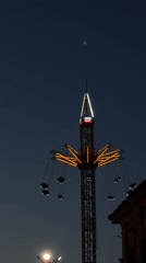 Evening scenes captured at Izhevsk entertainment venues and amusement park