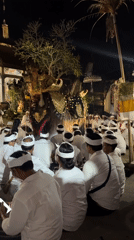 Traditional Balinese night procession winds through Ubud temple district