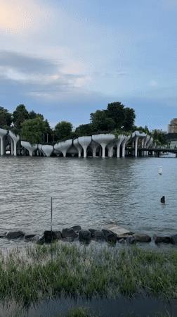Late night view captured of Little Island park structure