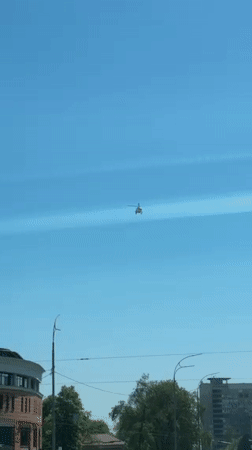 Helicopter spotted flying over Kyiv on clear morning