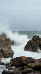 Rough seas and fishing activity documented in Mirissa, Sri Lanka