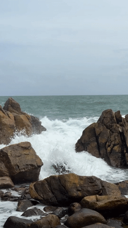 Rough seas and fishing activity documented in Mirissa, Sri Lanka