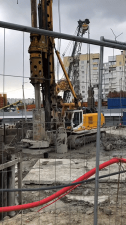 Active construction site operations documented in Saint Petersburg
