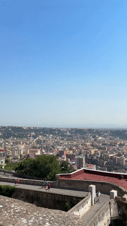 Sunny morning at Castel Sant'Elmo, Naples, overlooking the bay