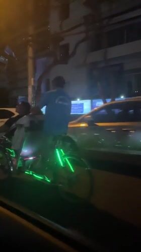 LED-lit rickshaw spotted carrying passenger in Nha Trang