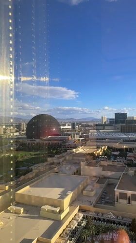 Lenovo advertisement displayed on large spherical structure in Las Vegas
