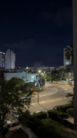 Nighttime street scene captured in Netanya, Israel