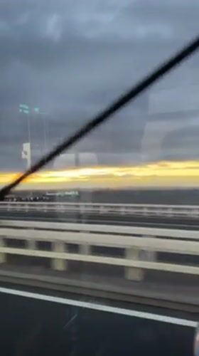 Evening bridge crossing captured on video in Yokohama