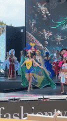 International costume fashion show held outdoors in Kemer, Turkey