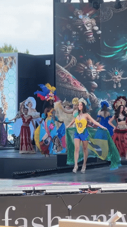 International costume fashion show held outdoors in Kemer, Turkey