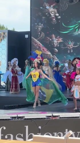 International costume fashion show held outdoors in Kemer, Turkey