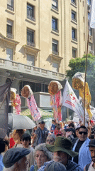 Political demonstration fills Avenida de Mayo in Buenos Aires