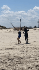 Two women with kitesurfing gear spotted on Acre beach