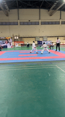 Karate sparring match observed at indoor facility in Abuja