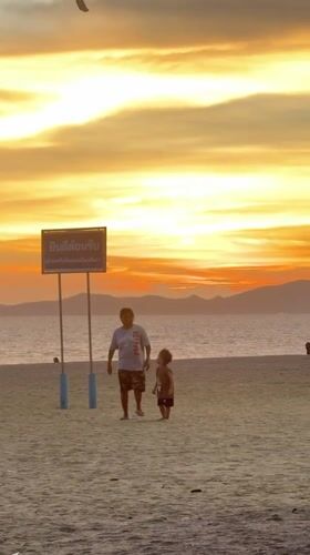 Sunset beach activities captured across Pattaya City, Thailand