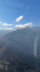 Helicopter captures aerial view of Nepal mountains near Nunthala