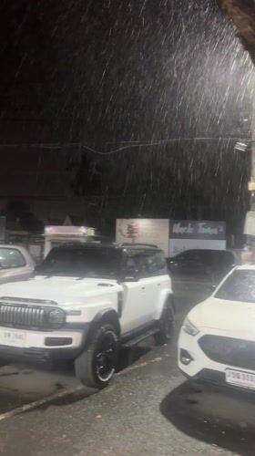 Rainy street scene and musical performance documented in Thailand