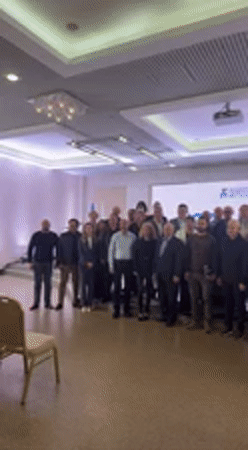 Business conference gathering photographed in Irpin, Ukraine