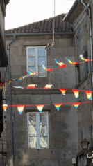 Rainbow flags brighten Santiago de Compostela's historic streets