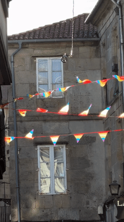Rainbow flags brighten Santiago de Compostela's historic streets