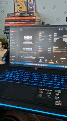 Gaming laptop with RGB keyboard spotted on desk setup