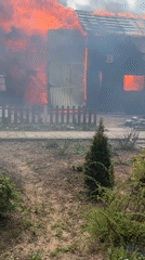 Building fire and domestic cats captured in Chaikovsky, Russia
