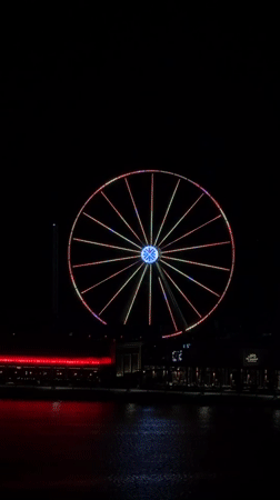 Lusail City Ferris wheel illuminates Qatar waterfront in evening display