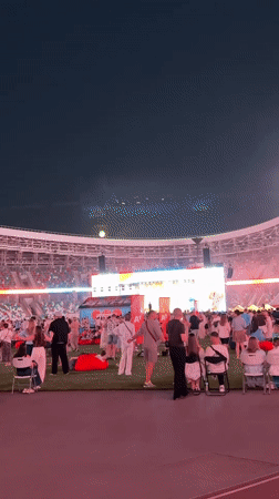 Outdoor stadium concert in Minsk draws a lively evening crowd