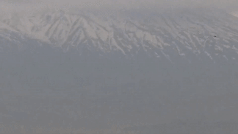 Mountain landscape with clouds captured on video near Yerevan