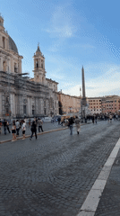 Rome piazza with scaffolded church recorded by witness