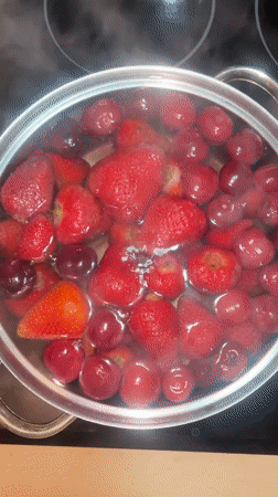 Fruit preparation captured in Belgrade kitchen