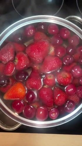 Fruit preparation captured in Belgrade kitchen