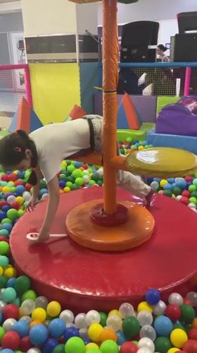 Children play at indoor playground facility in Yessentuki, Russia