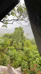 Rainy night landscape viewed from shelter in Koh Phangan