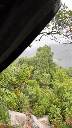 Rainy night landscape viewed from shelter in Koh Phangan