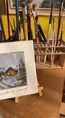 Artist documents miniature painting session in Czech town