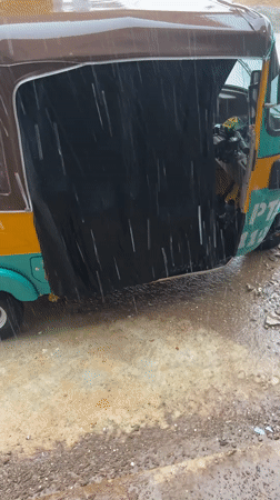 Heavy rains flood streets in Barakin Lerawi, Nigeria