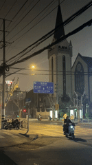 Nighttime street scenes captured in urban Shanghai