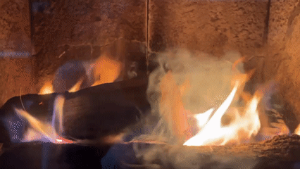 Fireplace burns brightly in Bulgarian home