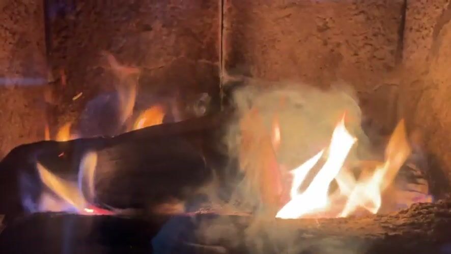 Fireplace burns brightly in Bulgarian home