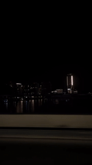 Belgrade skyline captured at night from moving vehicle