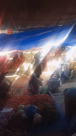 Late-night vegetable market operates in Lhokseumawe, Indonesia