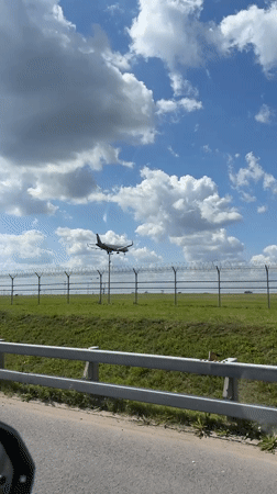 Plane on final approach near Sheremetyevo Airport, Khimki