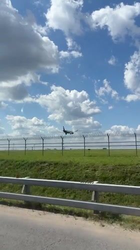 Plane on final approach near Sheremetyevo Airport, Khimki
