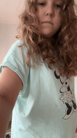 Young girl plays indoors in Izhevsk, Russia