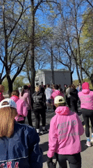 Pink-clad group gathers in Moscow park Saturday morning