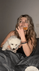 Couple enjoys quiet evening with pet dog in Budva