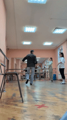 Dance rehearsal with props underway in a Saint Petersburg studio
